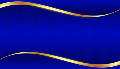 Abstract dark blue gold curve wave modern luxury empty space center with line pattern background	