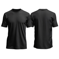 Naklejka premium [Transparent Background PNG]Blank Black T-Shirt Mockup Front and Back View