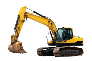 [Transparent Background PNG]Yellow Excavator on White Background