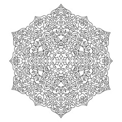 Black and White Mandala Line Art for Coloring Pages, Wall Prints, and Meditation Room Decoration