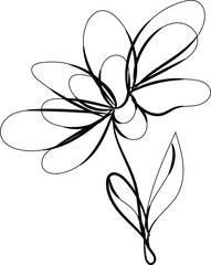 Single Line Drawing of a Simple Flower with Leaves