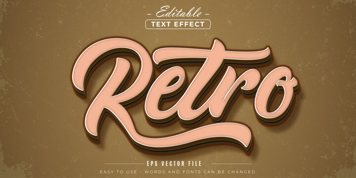 Retro cursive letters theme, editable text effect.