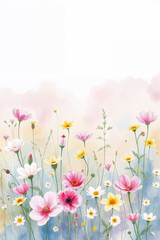 Oil painting style delicate flowers in front of dreamy background