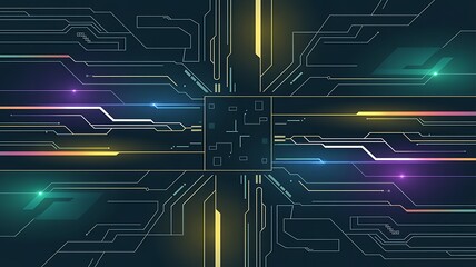 Fototapeta na wymiar Abstract Futuristic Technology Background with Glowing Circuit Lines and Nodes