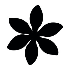 Simple six petaled flower silhouette on a white background for design