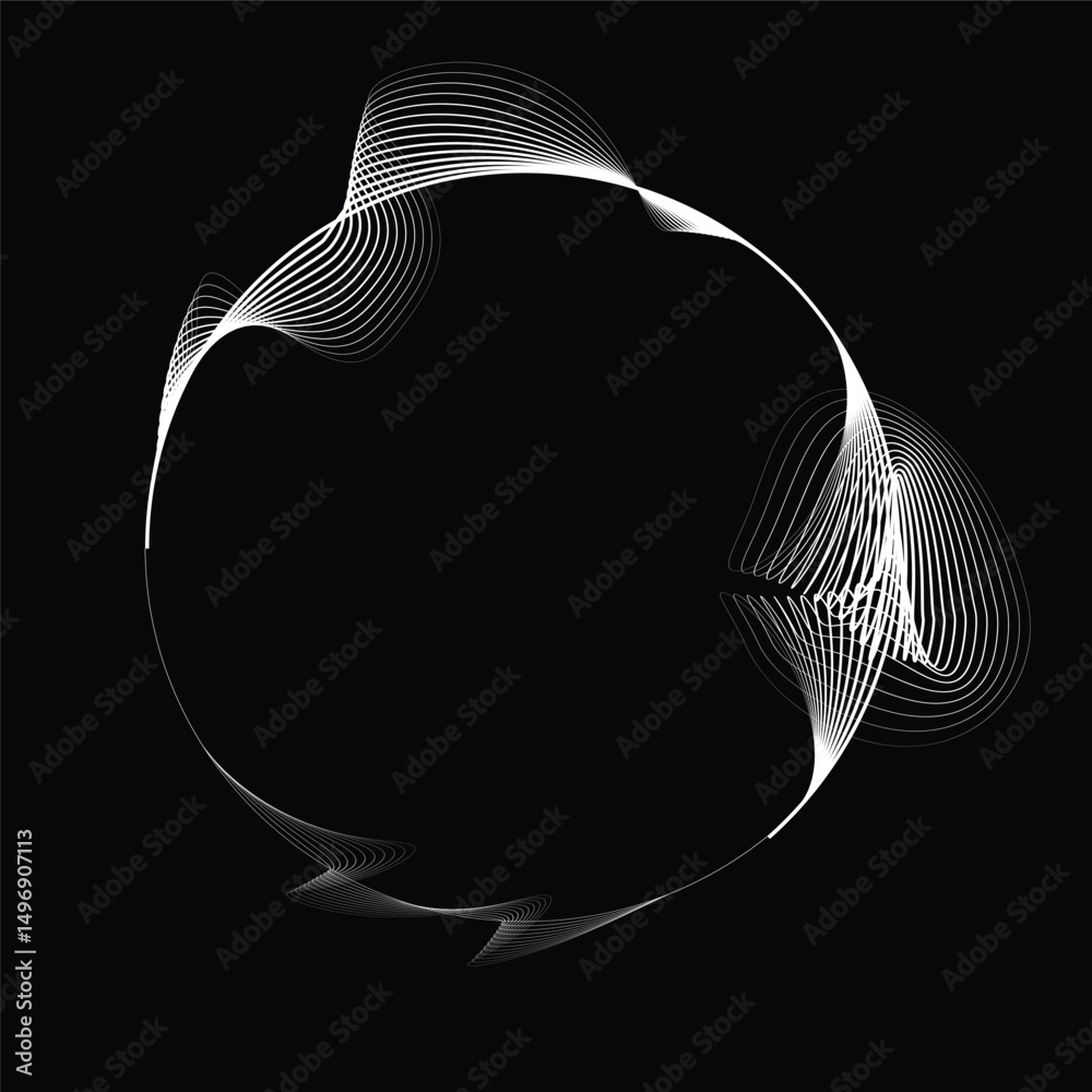 Fototapete lines in circle form . rotate rounded shape vector illustration .rotating circles form a ring.rotati