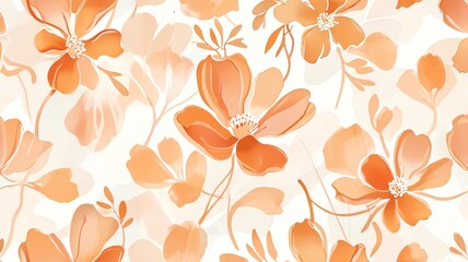 Orange Watercolor Floral Pattern: Elegant Botanical Design