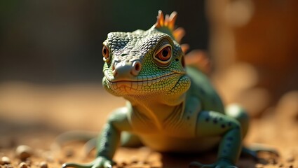 green iguana on a tree