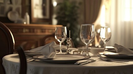 Formal table setting in dining room