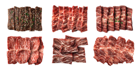 [Transparent Background PNG]Assortment of Fresh Beef Cuts for Grilling