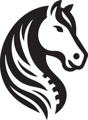 Black and White Berber Horse Vector Illustration – High-Quality Line Art Design