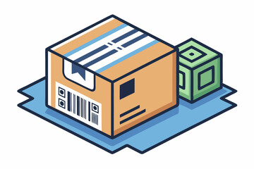 delivery parcel printed qr barcode