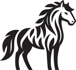 Black and White Berber Horse Vector Illustration – High-Quality Line Art Design