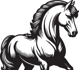 Black and White Berber Horse Vector Illustration – High-Quality Line Art Design