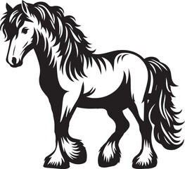 Black and White Berber Horse Vector Illustration – High-Quality Line Art Design
