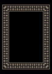 Vector gold vintage Greek pattern in Victorian style in shape of a rectangular. Ornate element for design. Greek Ornamental pattern for wedding invitations, greeting cards. Traditional contrast decor.