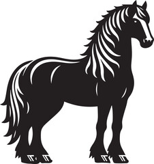 Black and White Berber Horse Vector Illustration – High-Quality Line Art Design