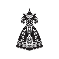 Graceful Chut Thai Vector Silhouette – Traditional Thai Dress, Elegant Draping, Cultural Heritage, Ornate Details, Timeless Beauty, and Royal Femininity.
