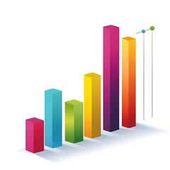 **Bar Chart Ascending To Symbolize Business Expansion Vibrant Colors, Clean Design. --S 50 --V 6.1 --Raw** - @Darya (Relaxed)