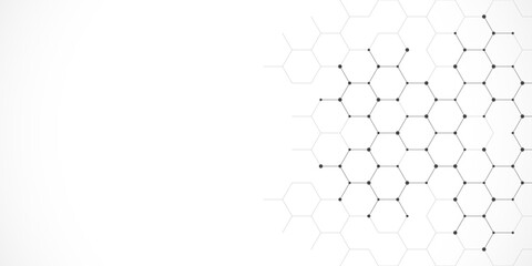 Graphic design element with abstract geometric background of simple hexagon pattern