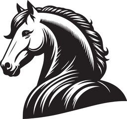 Black and White Berber Horse Vector Illustration – High-Quality Line Art Design