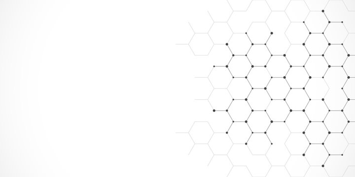 Graphic design element with abstract geometric background of simple hexagon pattern