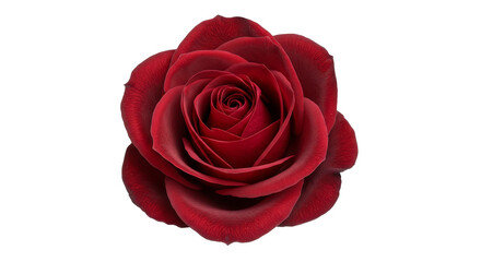 Detailed Close-Up of a Rich Red Rose Flower on White