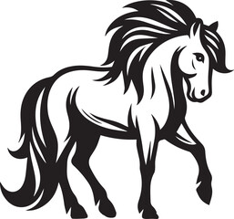 Black and White Berber Horse Vector Illustration – High-Quality Line Art Design