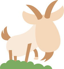 Flat Design Cute Goat Animal Illustration Icon Graphic.