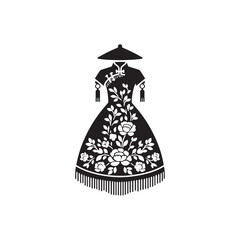 Classic Zhongshan-Style Dress Vector Silhouette – Traditional Chinese Suit, Revolutionary Symbolism, Structured Elegance, Cultural Heritage, and Timeless National Fashion Identity.
