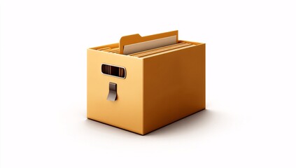 3D cardboard file box icon designed for efficient document organization