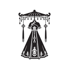 Classic Zhongshan-Style Dress Vector Silhouette – Traditional Chinese Suit, Revolutionary Symbolism, Structured Elegance, Cultural Heritage, and Timeless National Fashion Identity.

