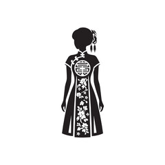 Classic Zhongshan-Style Dress Vector Silhouette – Traditional Chinese Suit, Revolutionary Symbolism, Structured Elegance, Cultural Heritage, and Timeless National Fashion Identity.
