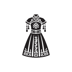 Classic Zhongshan-Style Dress Vector Silhouette – Traditional Chinese Suit, Revolutionary Symbolism, Structured Elegance, Cultural Heritage, and Timeless National Fashion Identity.

