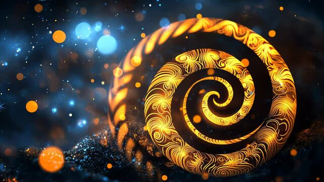 Maori koru symbol glowing in the night with Matariki star cluster representing new beginnings