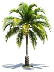 Obraz premium cut out large tropical palm tree with shadow on white background, PNG
