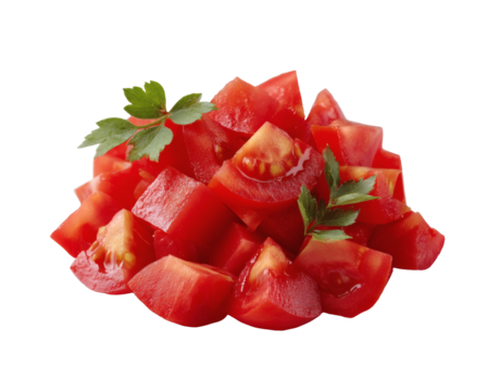 [Transparent Background PNG]Close-up of Diced Tomatoes with Parsley