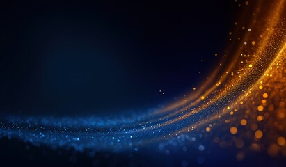 Blue and Gold Background with Light Particles and Glowing Lights: Abstract Digital Vector Illustration for Business Presentation