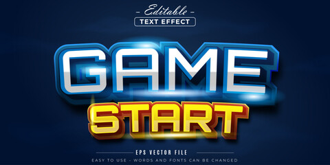 Fototapeta premium Game start neon text, editable text effect.