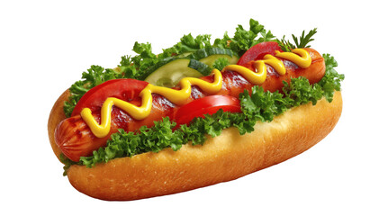[Transparent Background PNG]Delicious Hot Dog with Mustard and Toppings