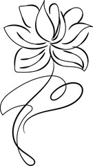 Elegant Single Line Drawing of a Lily Flower with Swirling Stem
