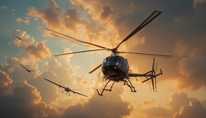 Fototapeta na wymiar helicopter in the sky