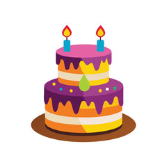 Birthday Cake Vector Illustration on White Background