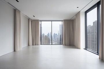 Obraz premium Empty modern room, city view