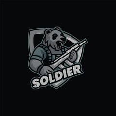 Bear Soldier Mascot Logo Design