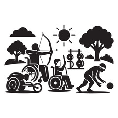 Paralympic athletes engaging in various outdoor sports activities