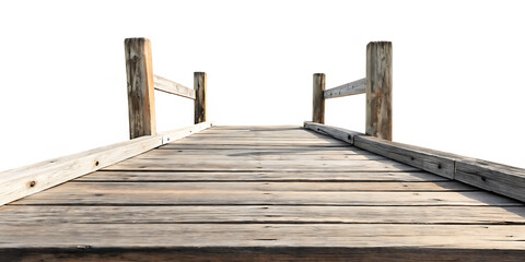 Rustic wooden dock path isolated on a white background png ai generated