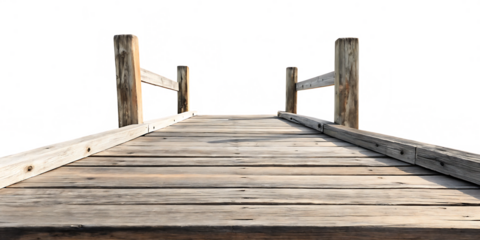 Rustic wooden dock path isolated on a white background png ai generated
