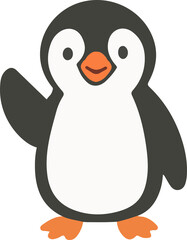 Adorable Penguin Cartoon Vector Art flat