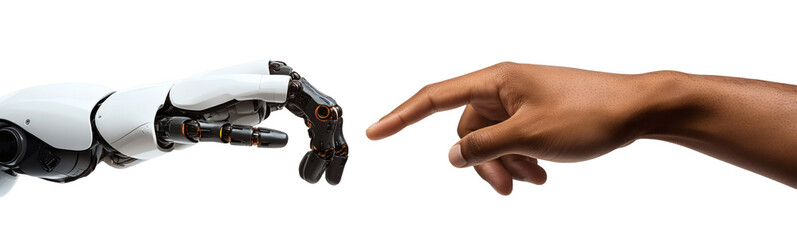 [Transparent Background PNG]Human and Robot Hands Touching